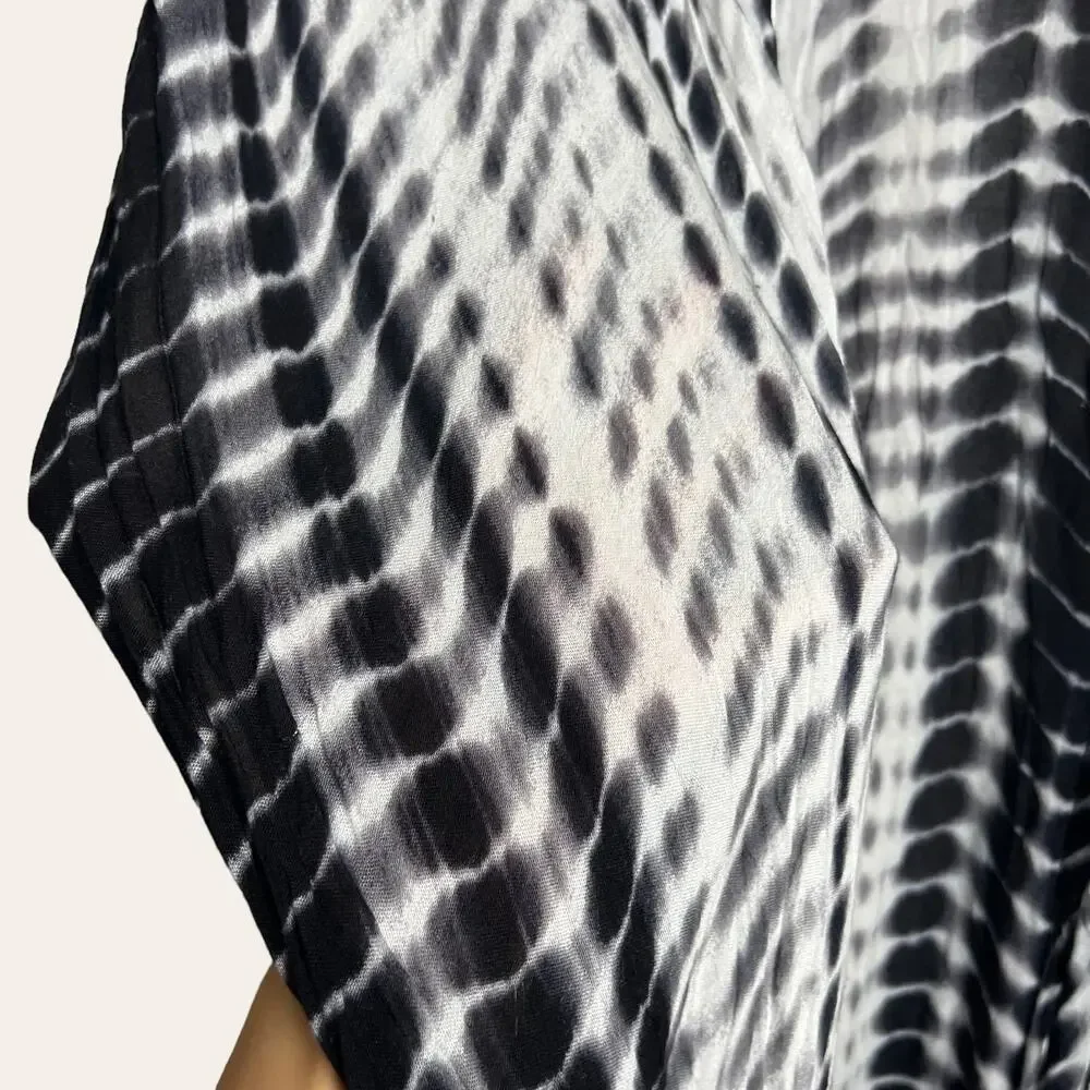 Michael Stars Blue White Tie Dye Stripe Ruana Open Front Wrap Coverup